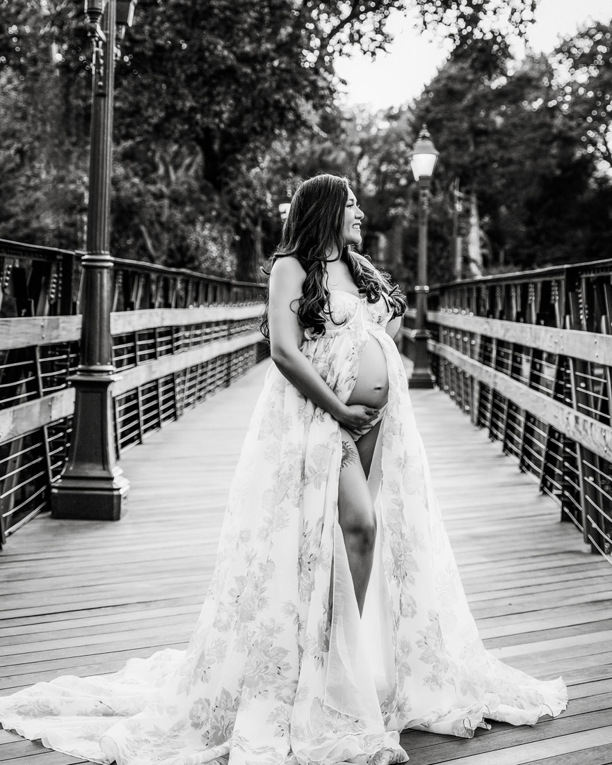 Pregnant Woman Looking Over Her Shoulder For Maternity Photography Dallas