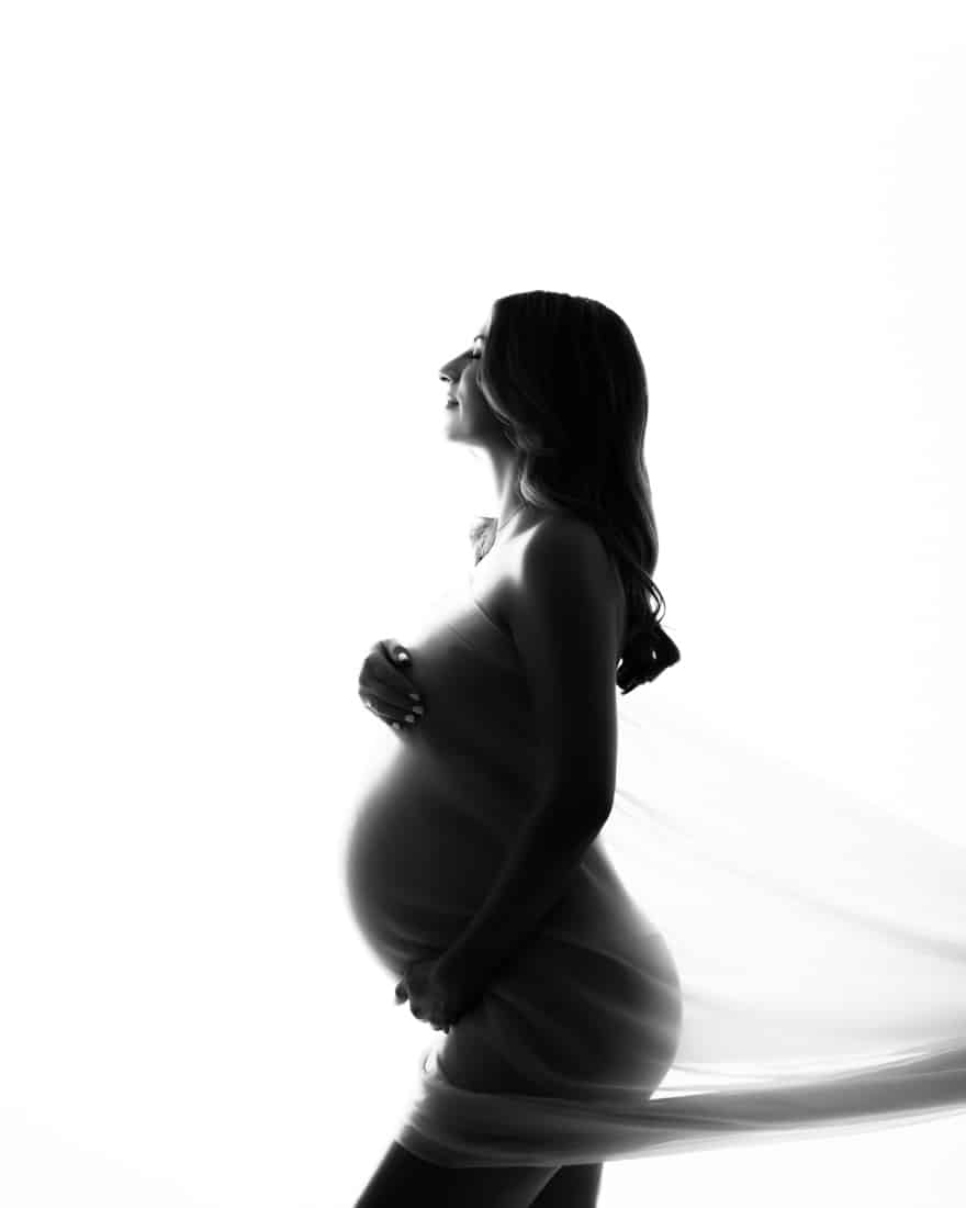 Silhouette Maternity Photo With Draping Fabric Taken By Dfw Maternity Photographer