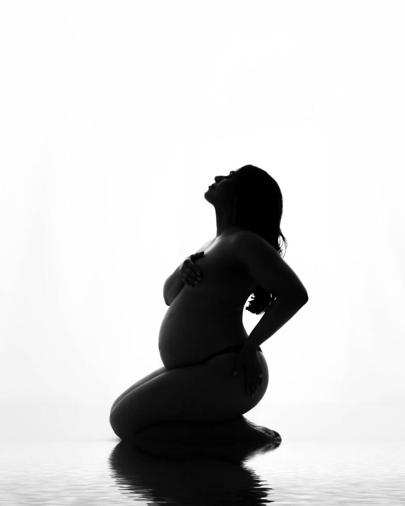 Fine Art Maternity Silhouette Portrait Of Pregnant Mother During Dallas Maternity Session