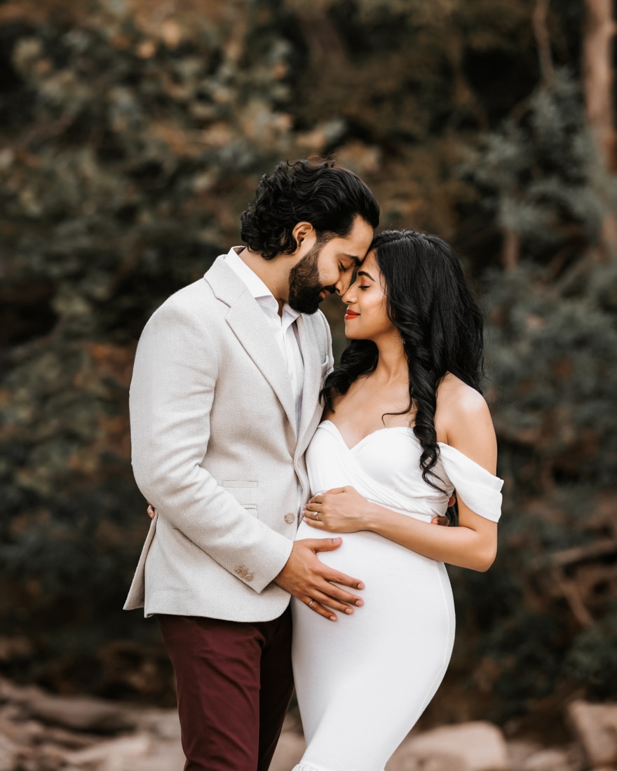 Expecting Couple Posed Intimately For A Maternity Photoshoot Dallas