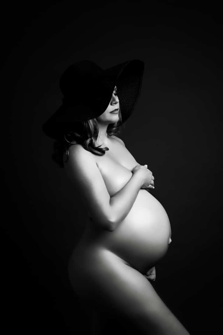 Nude Black And White Studio Motherhood Photo Taken By Pregnancy Photographer Dallas
