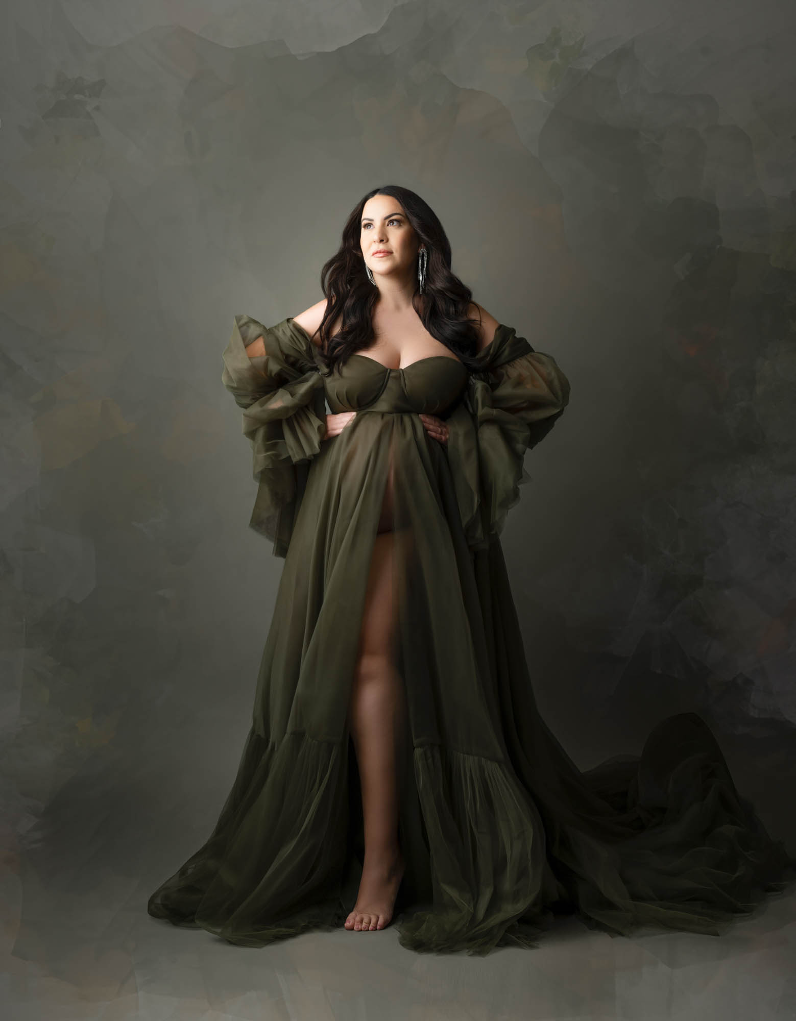 Dallas Maternity Photographer Fine Art Green Gown 1
