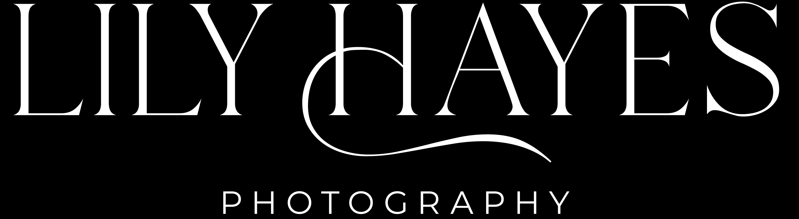 Elegant black and white logo for Lily Hayes Photography, a luxury Dallas maternity photographer specializing in couture-style pregnancy portraits.